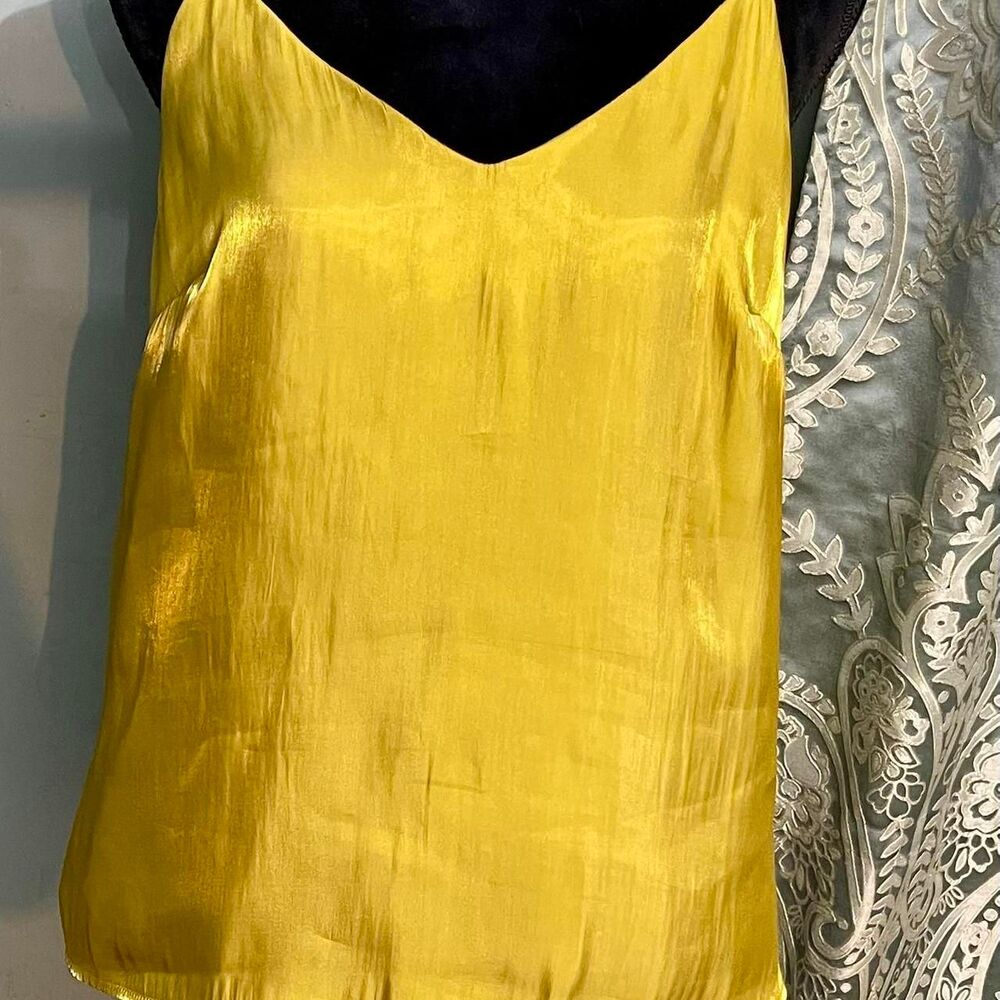 Gold Metallic Satin Camisole Size Sm Vneck Spaghetti Straps Adjustable A New Day